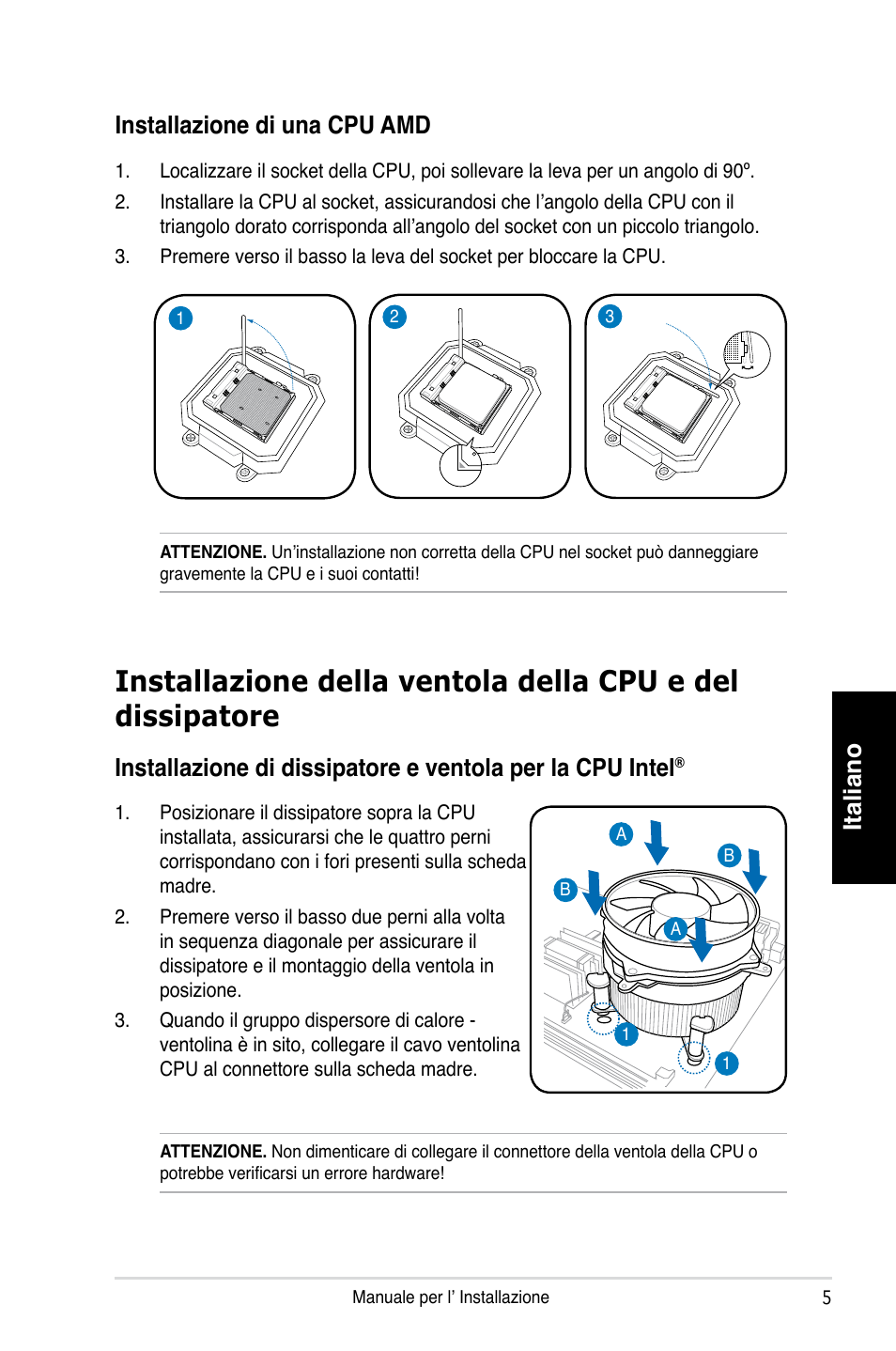 Italiano installazione di una cpu amd | Asus T4-P5P43 User Manual | Page 29 / 80