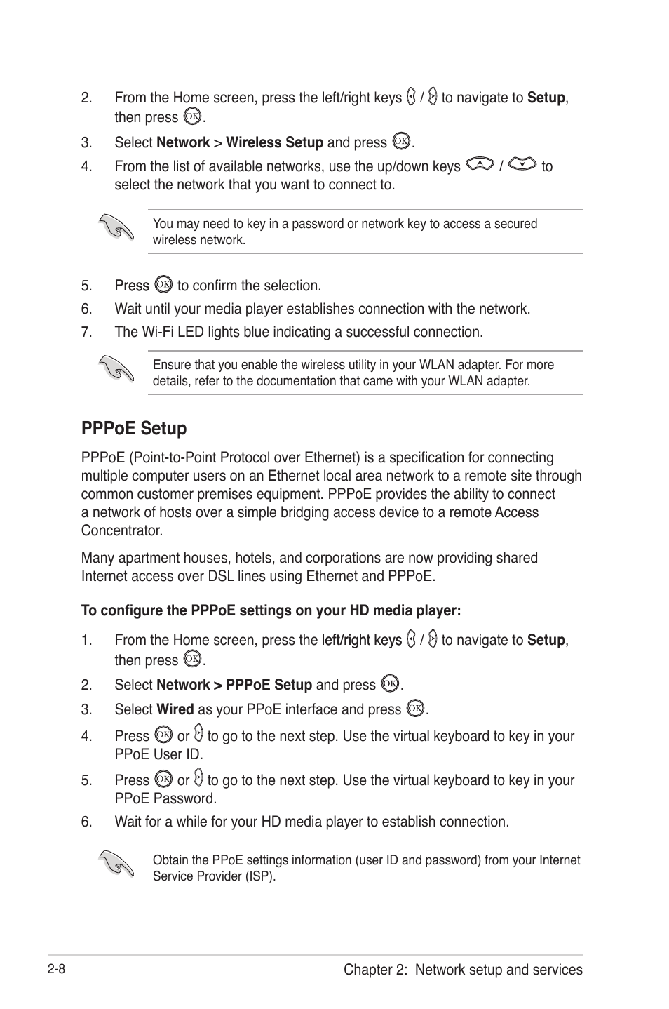 Pppoe setup | Asus O!Play Live User Manual | Page 28 / 66