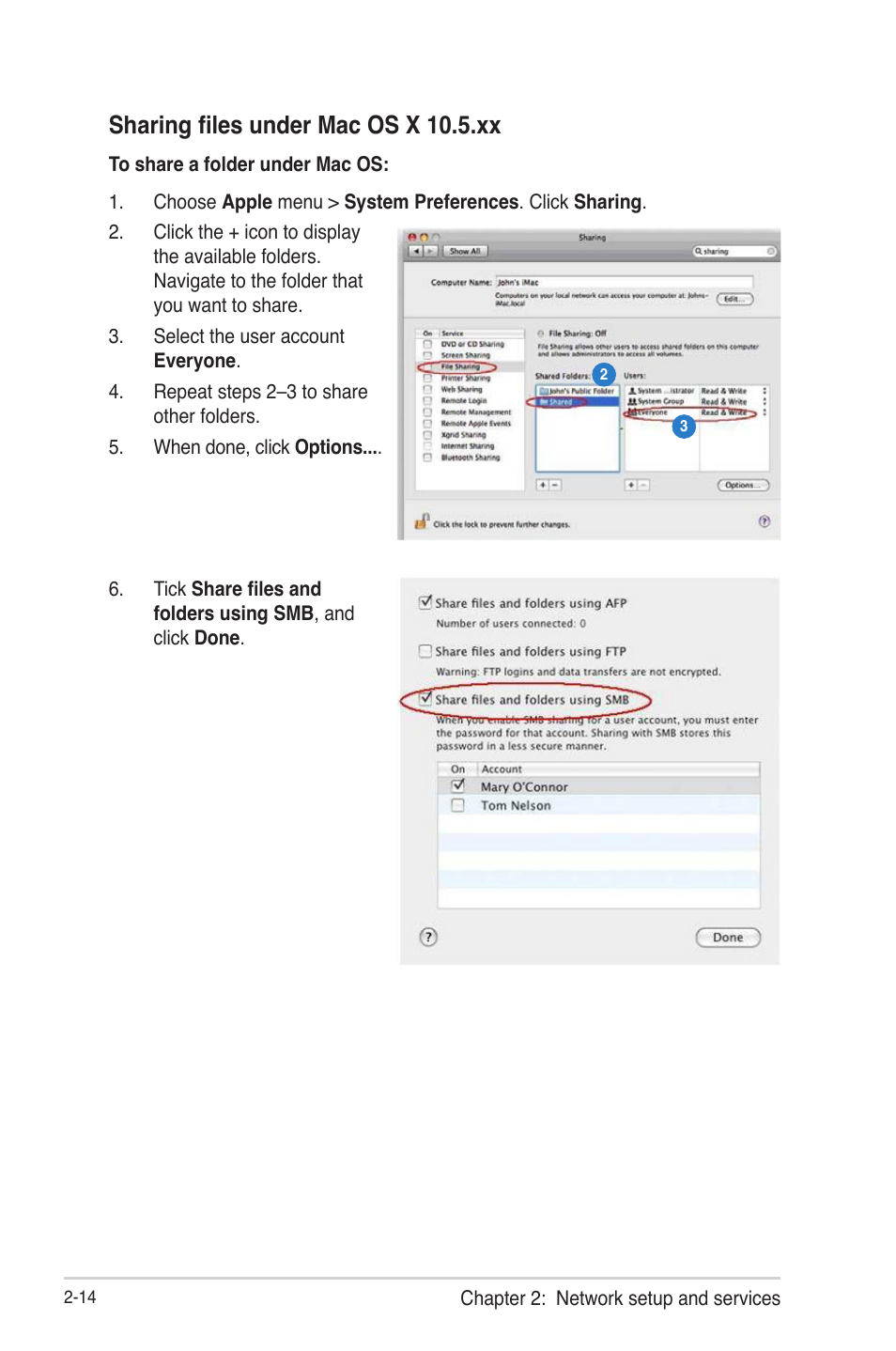 Sharing files under mac os x 10.5.xx | Asus O!Play Live User Manual | Page 34 / 66