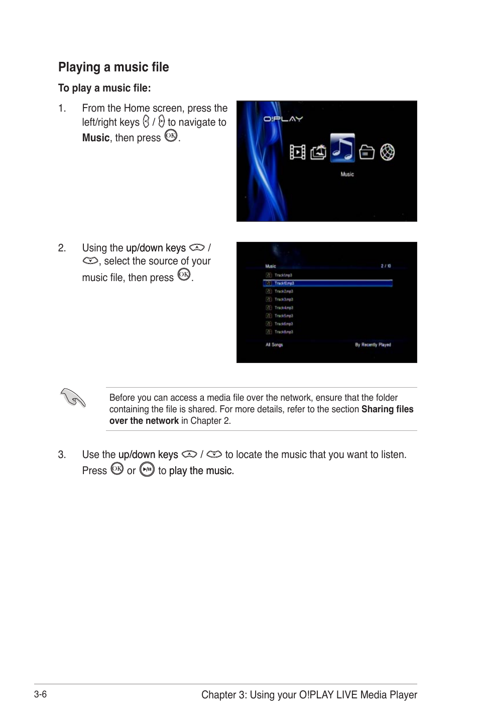 Playing a music file | Asus O!Play Live User Manual | Page 42 / 66