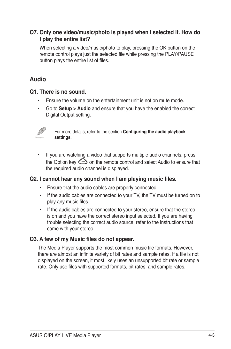 Audio | Asus O!Play Live User Manual | Page 53 / 66