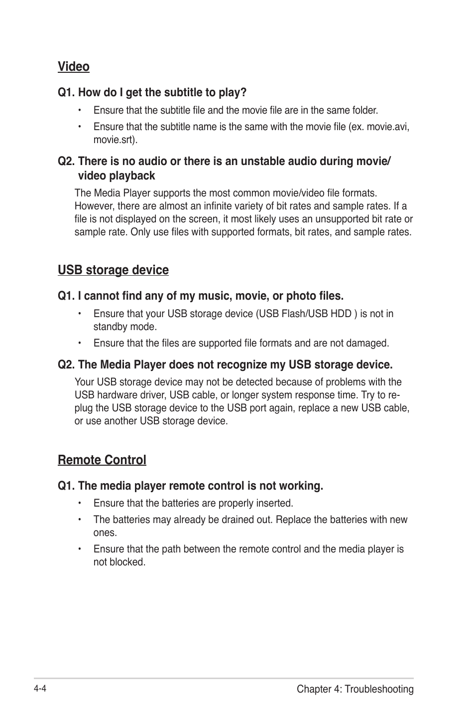 Video, Usb storage device, Remote control | Asus O!Play Live User Manual | Page 54 / 66