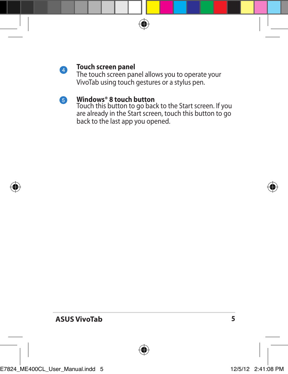 Asus VivoTab Smart User Manual | Page 5 / 26