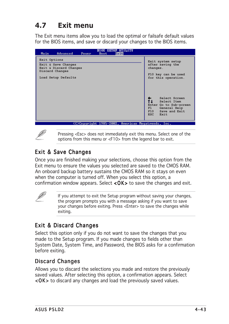 7 exit menu | Asus P5LD2 User Manual | Page 101 / 140