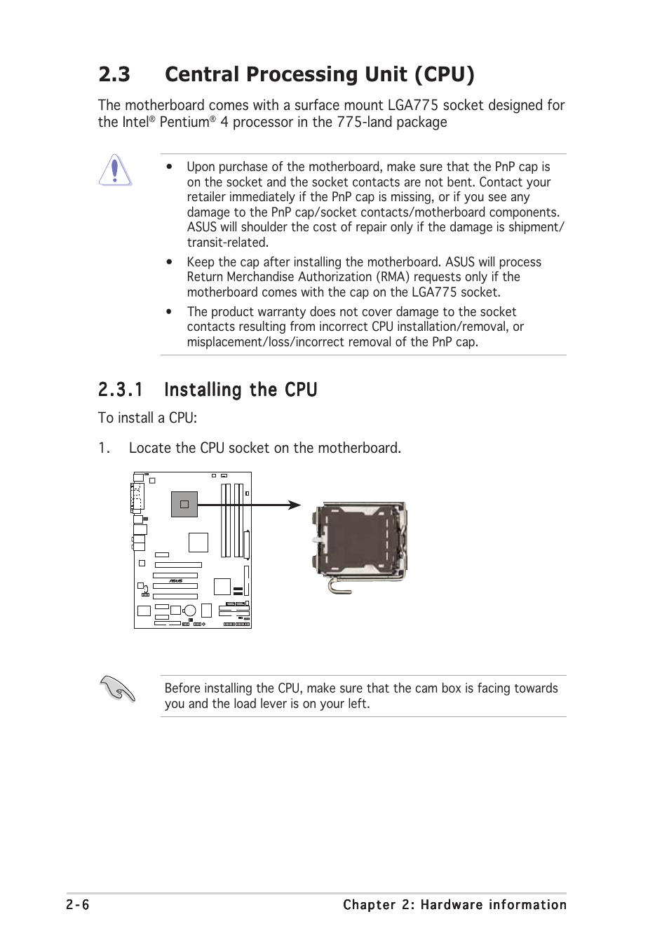 3 central processing unit (cpu) | Asus P5LD2 User Manual | Page 28 / 140