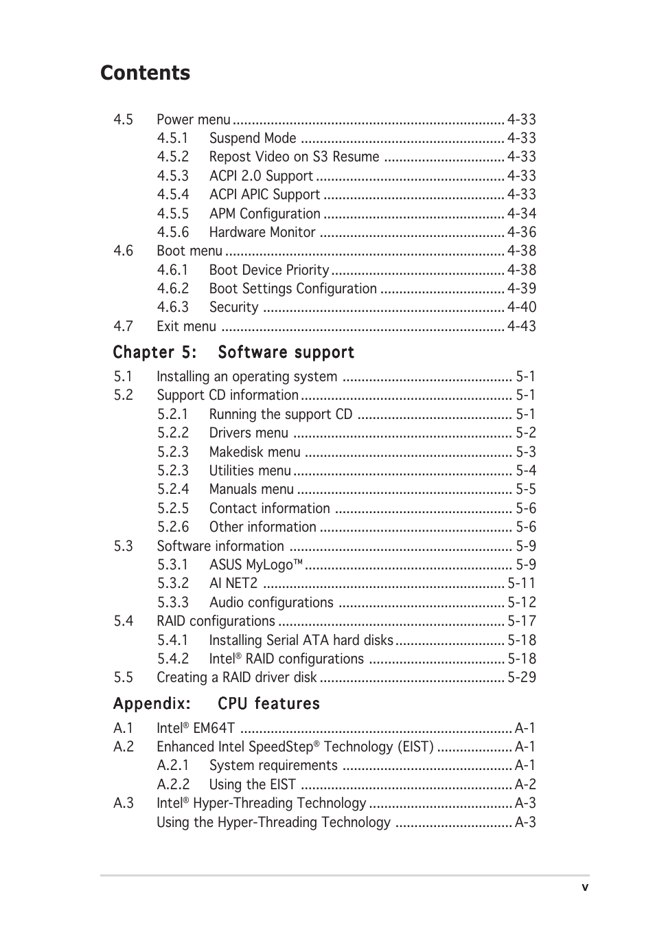 Asus P5LD2 User Manual | Page 5 / 140