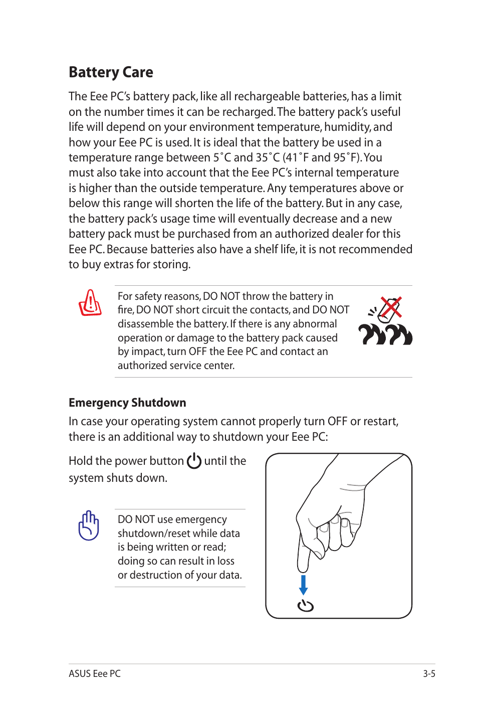 Battery care | Asus Eee PC 701SD/XP User Manual | Page 27 / 80