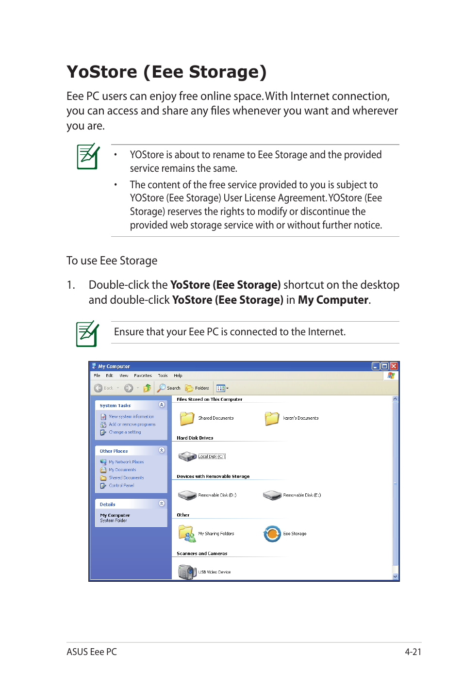 Yostore (eee storage) | Asus Eee PC 701SD/XP User Manual | Page 61 / 80