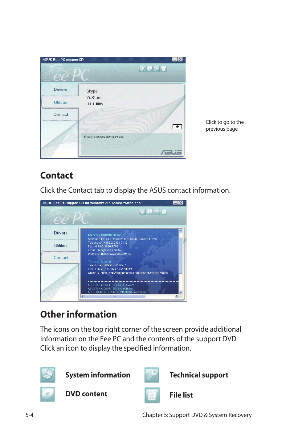 Contact, Other information | Asus Eee PC 701SD/XP User Manual | Page 66 / 80