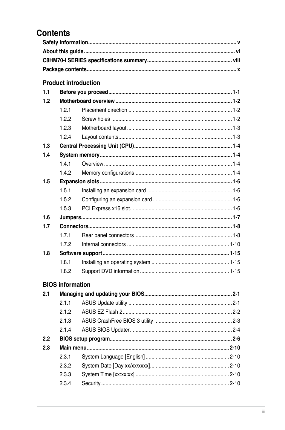 Asus C8HM70-I/HDMI User Manual | Page 3 / 62