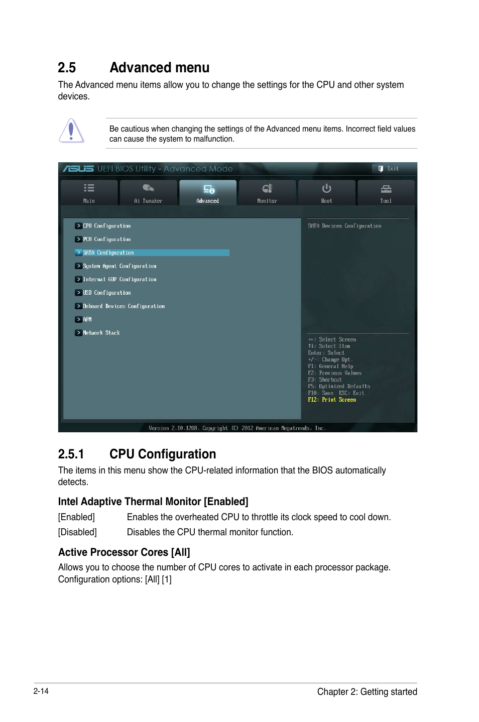 5 advanced menu, 1 cpu configuration | Asus C8HM70-I/HDMI User Manual | Page 40 / 62