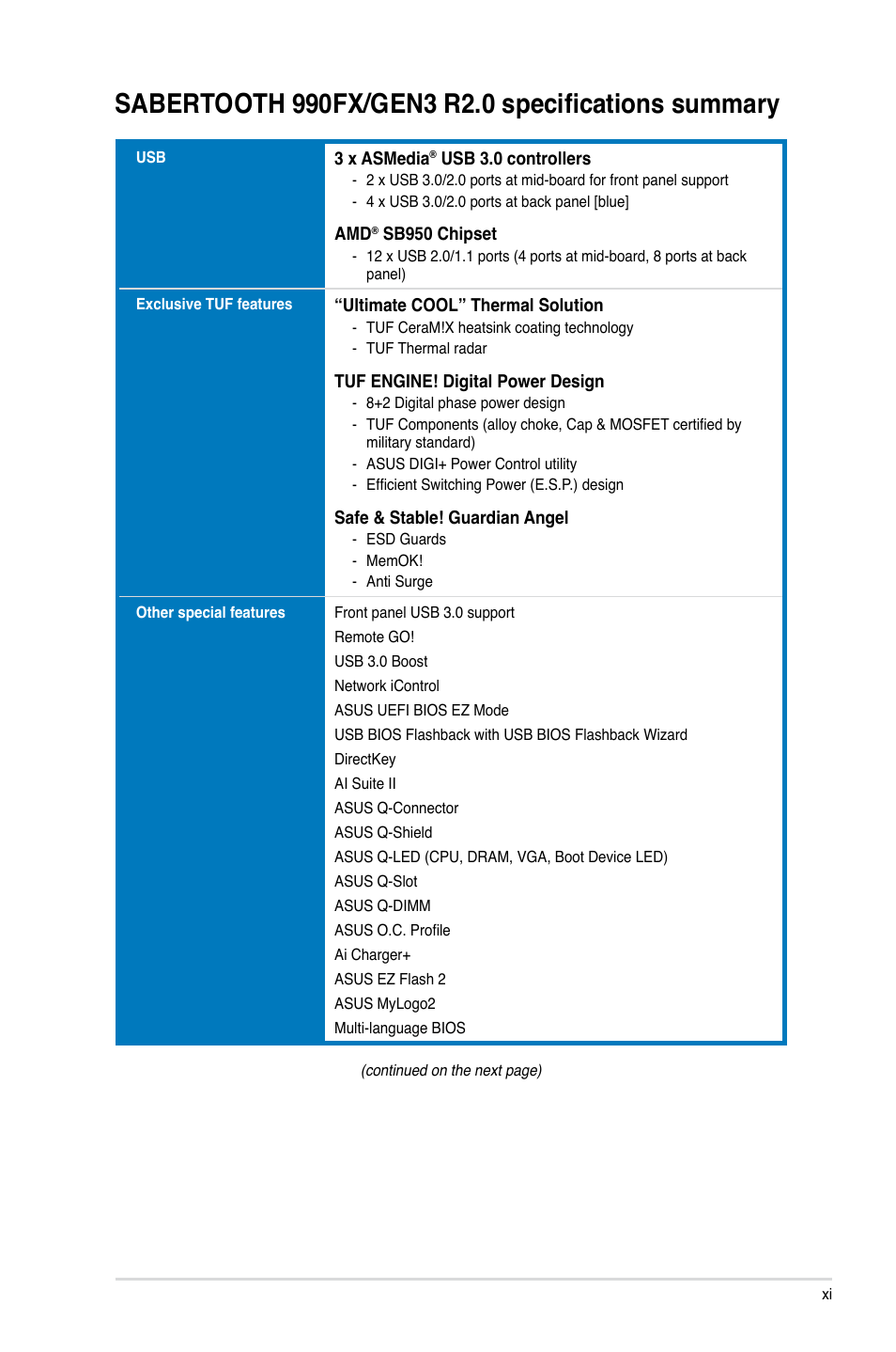 Asus SABERTOOTH 990FX/GEN3 R2.0 User Manual | Page 11 / 184