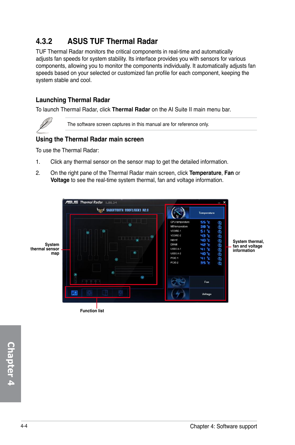 2 asus tuf thermal radar, Asus tuf thermal radar -4, Chapter 4 | Asus SABERTOOTH 990FX/GEN3 R2.0 User Manual | Page 122 / 184