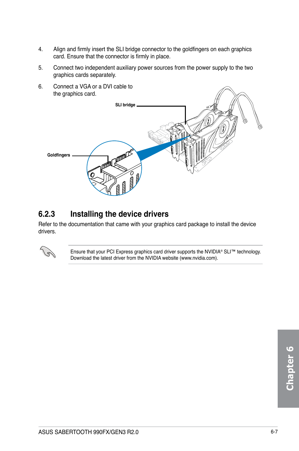 3 installing the device drivers, Installing the device drivers -7, Chapter 6 | Asus SABERTOOTH 990FX/GEN3 R2.0 User Manual | Page 175 / 184