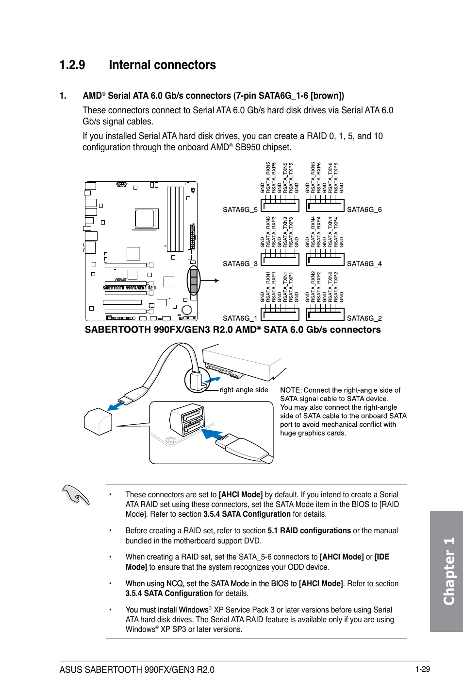 9 internal connectors, Internal connectors -29, Chapter 1 | Asus SABERTOOTH 990FX/GEN3 R2.0 User Manual | Page 43 / 184