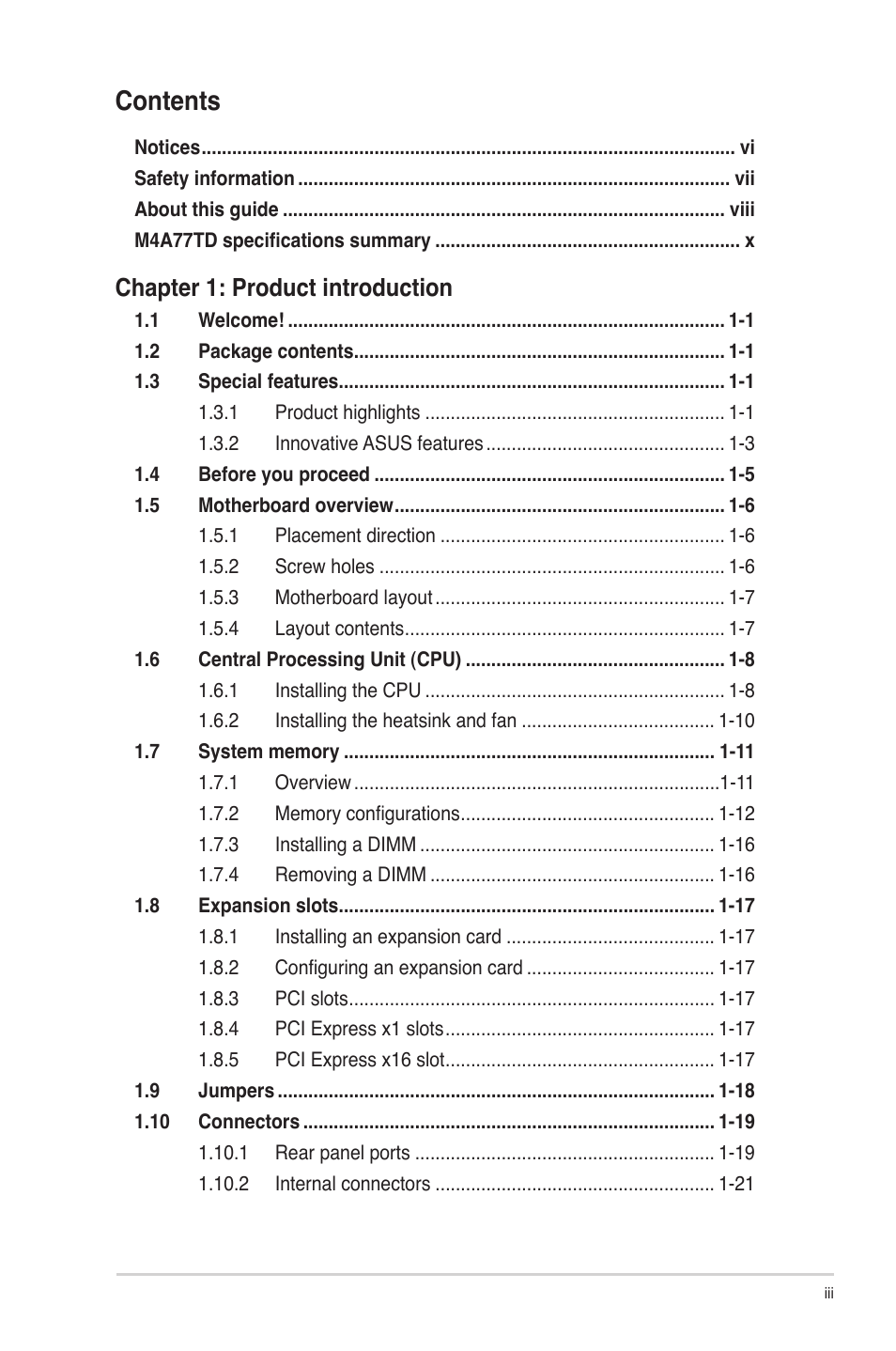 Asus M4A77TD User Manual | Page 3 / 64