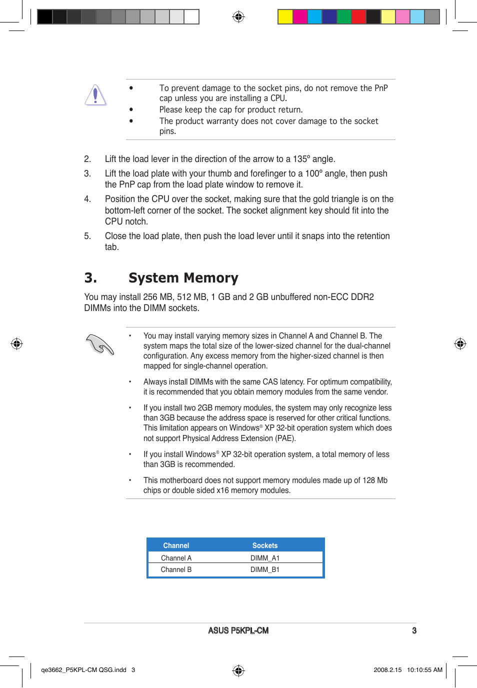 Asus P5KPL-CM User Manual | Page 3 / 4