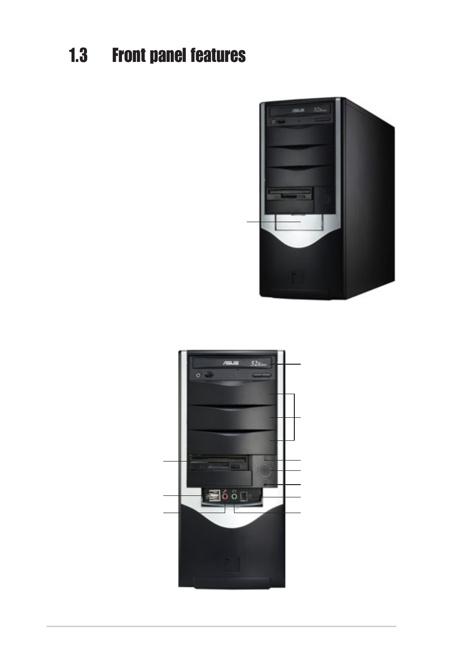 3 front panel features | Asus AP120-E1 User Manual | Page 14 / 52
