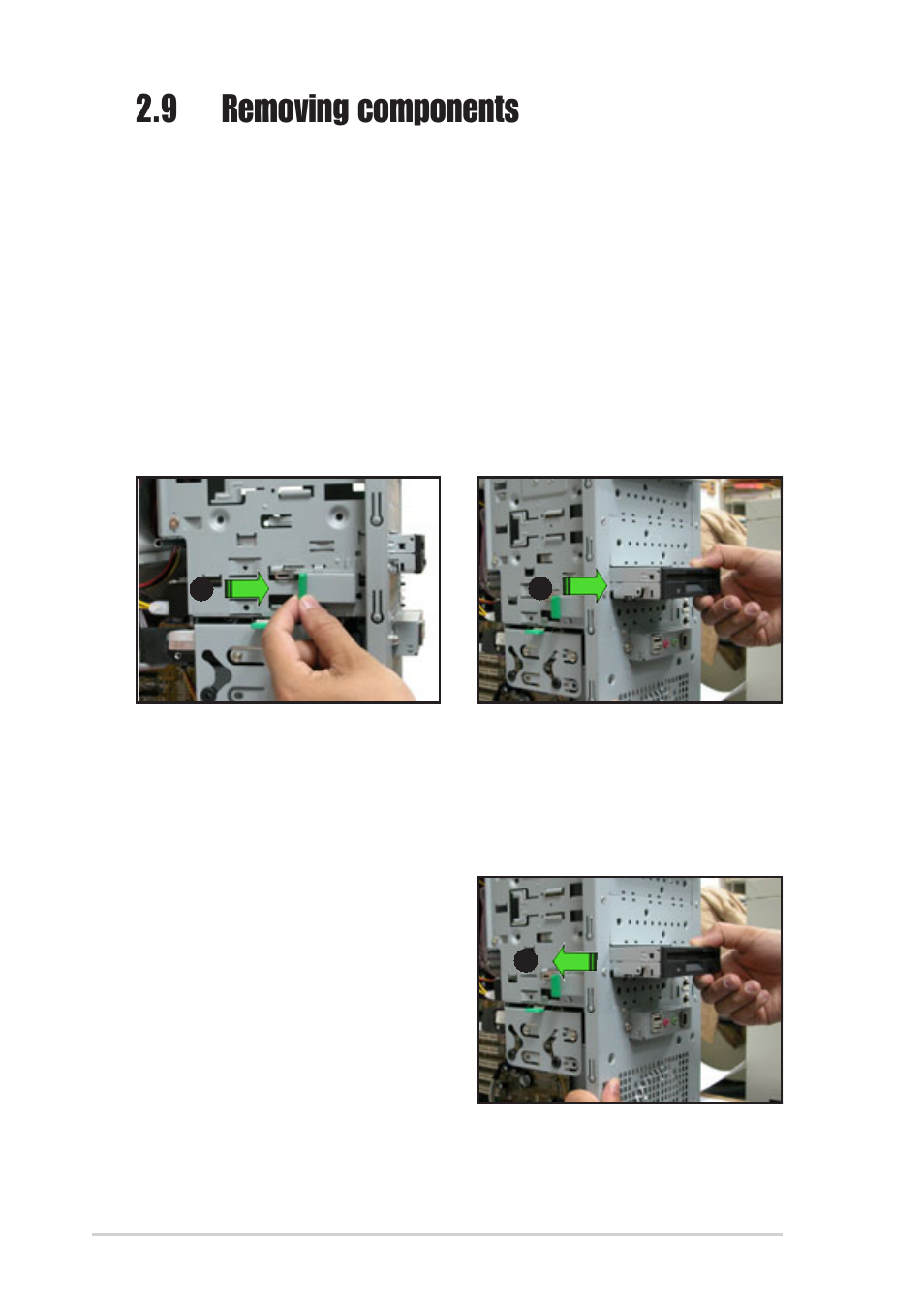 9 removing components, 1 removing the floppy disk drive | Asus AP120-E1 User Manual | Page 34 / 52