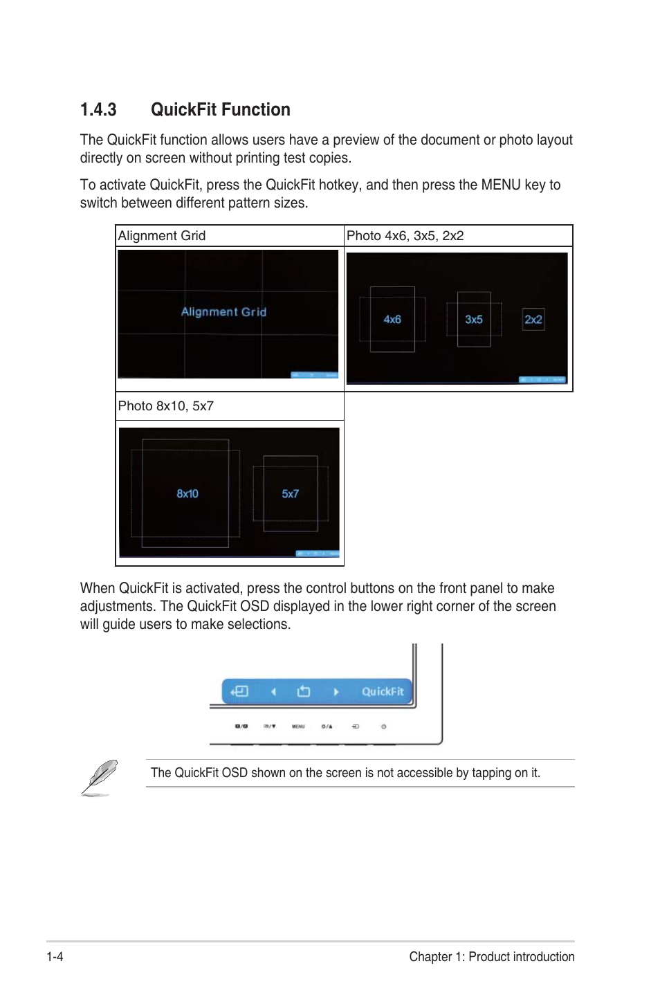 3 quickfit function, Quickfit function -4 | Asus VK228T User Manual | Page 12 / 27