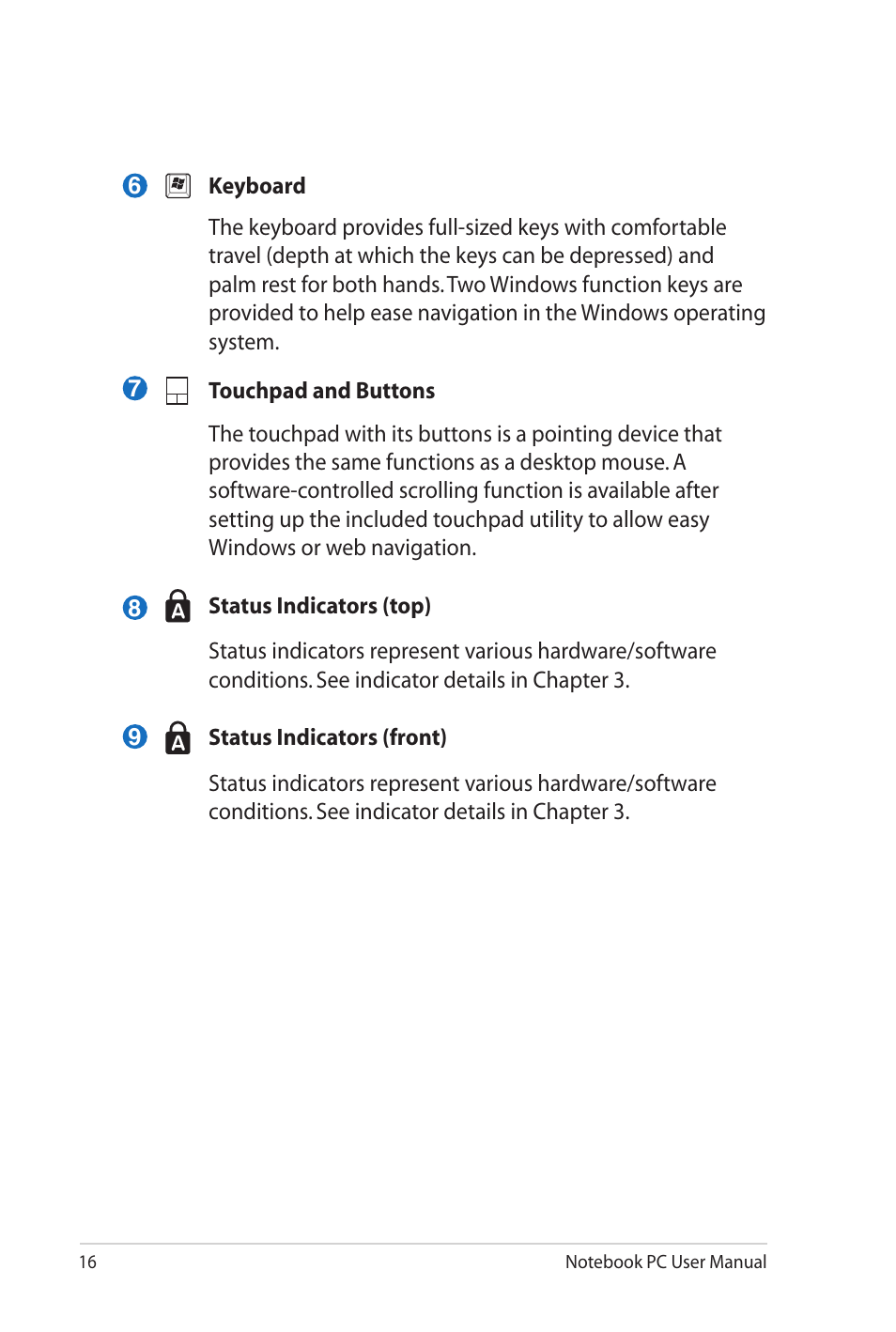 Asus X52JE User Manual | Page 16 / 110