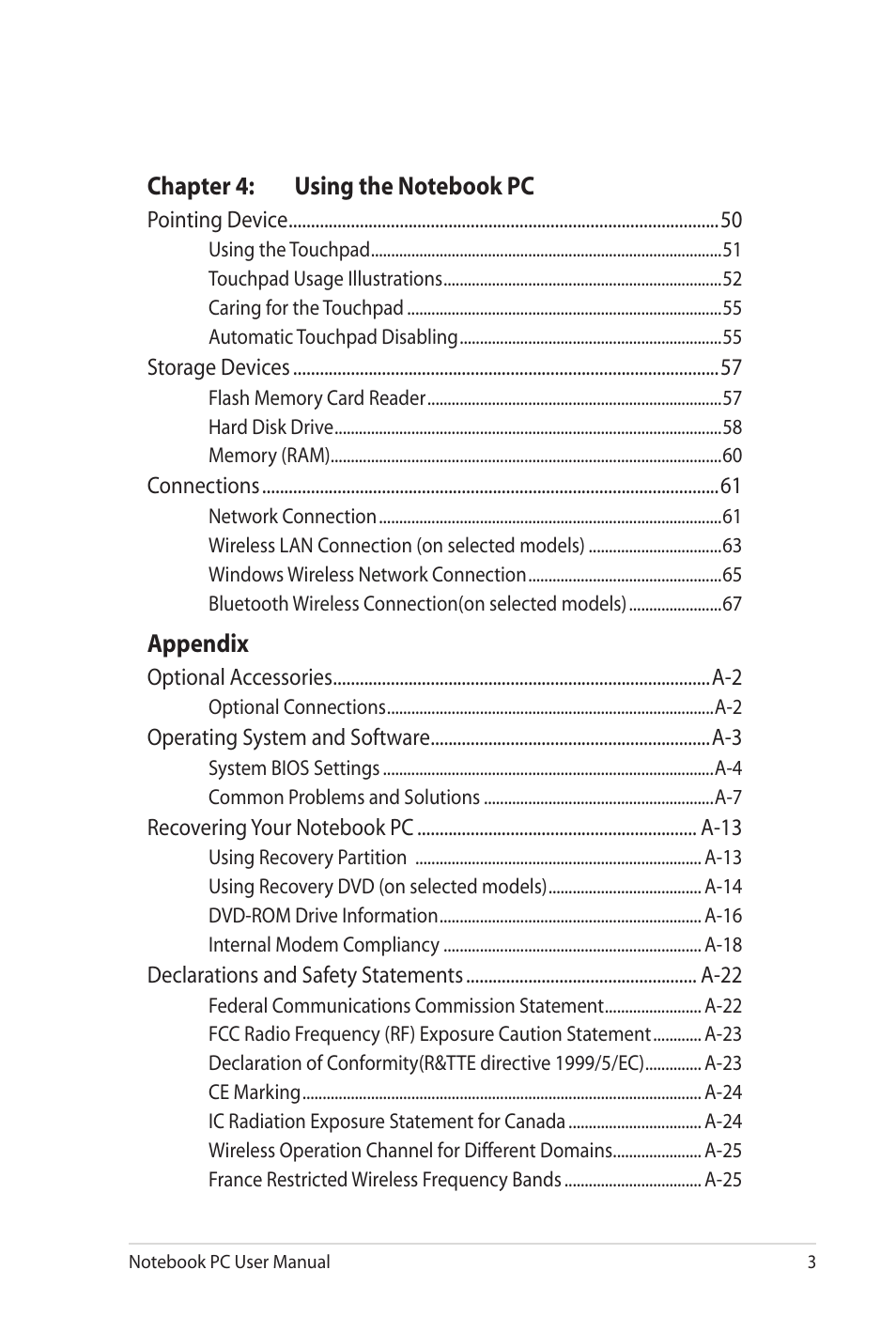 Asus X52JE User Manual | Page 3 / 110