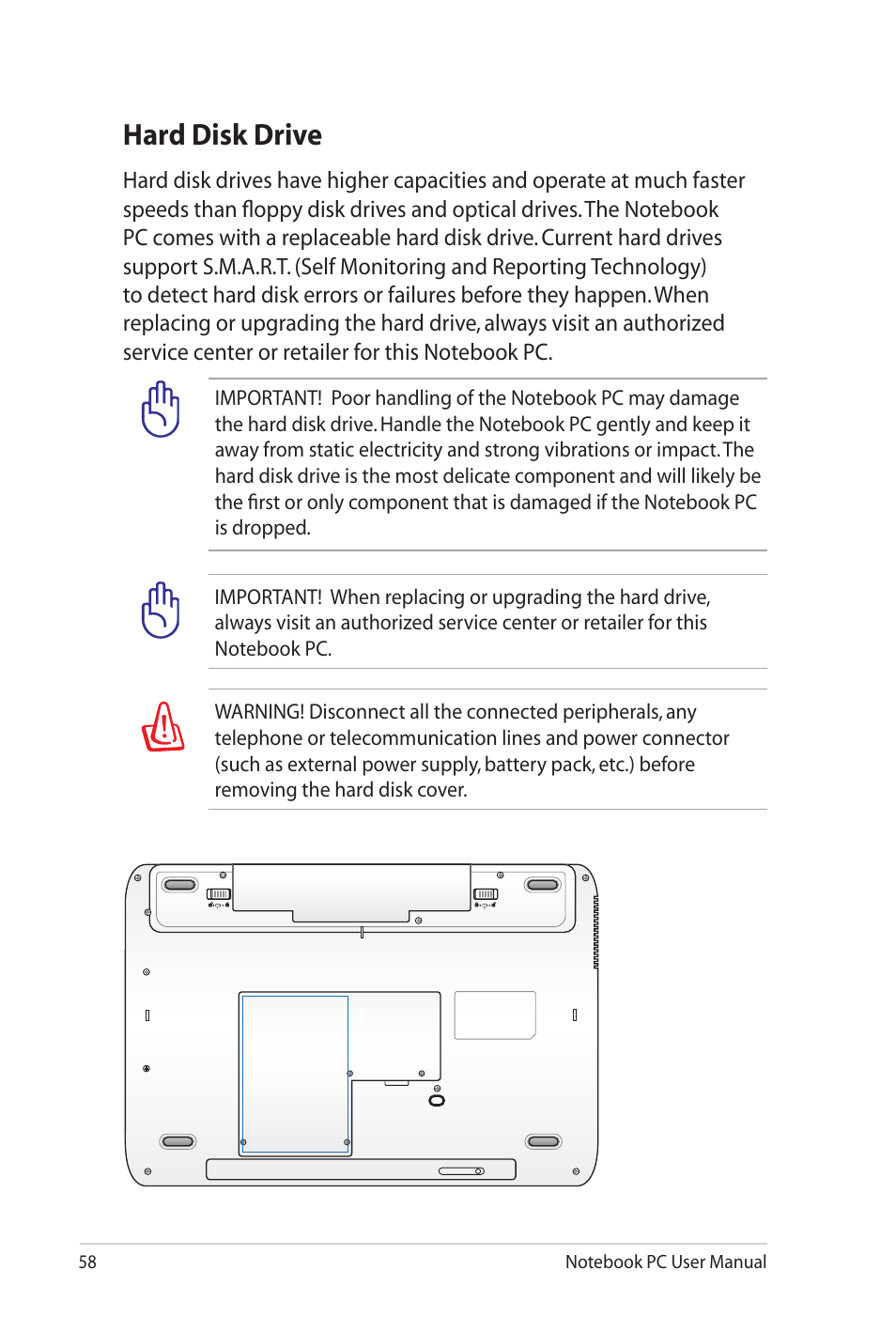 Hard disk drive | Asus X52JE User Manual | Page 58 / 110