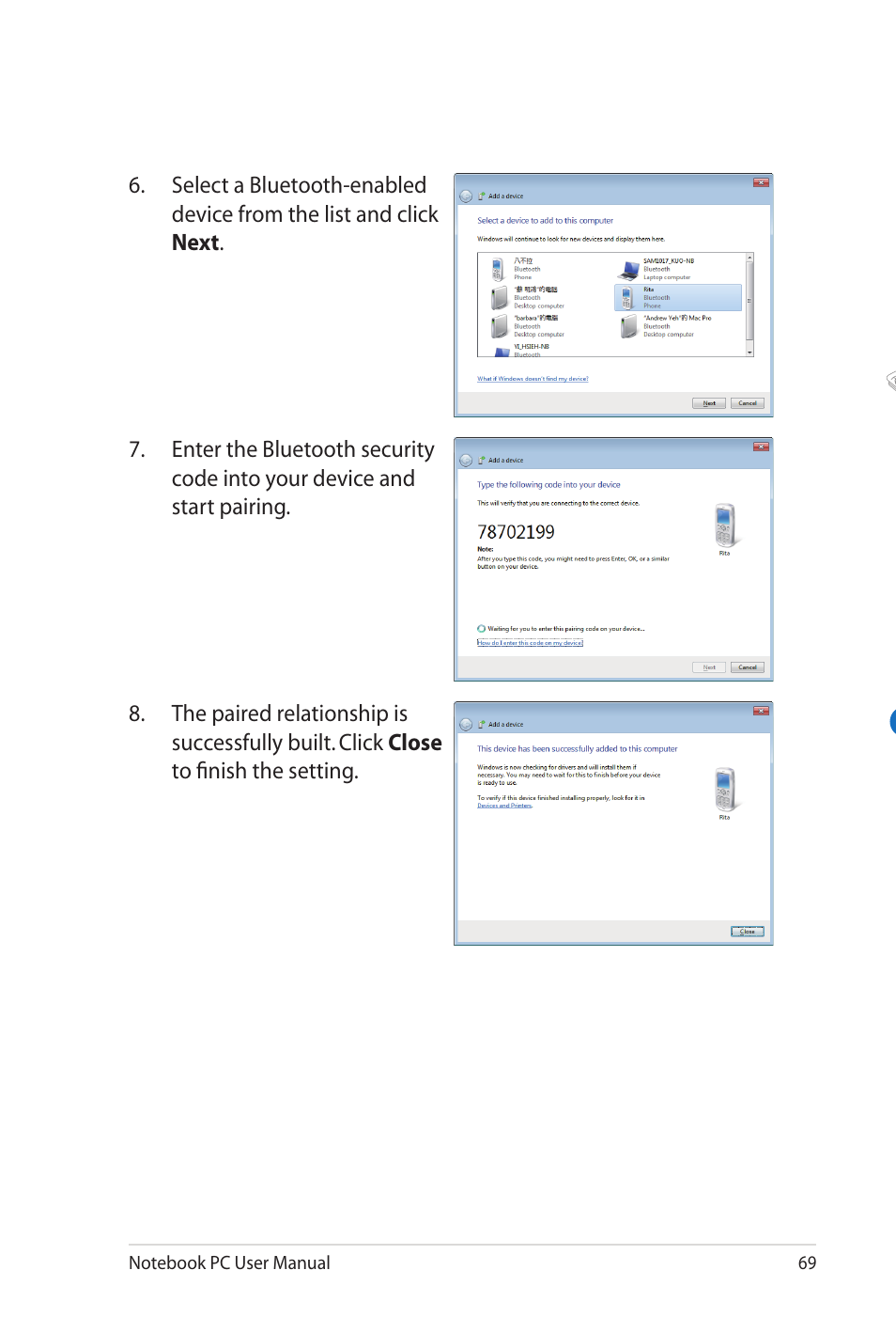 Asus X52JE User Manual | Page 69 / 110