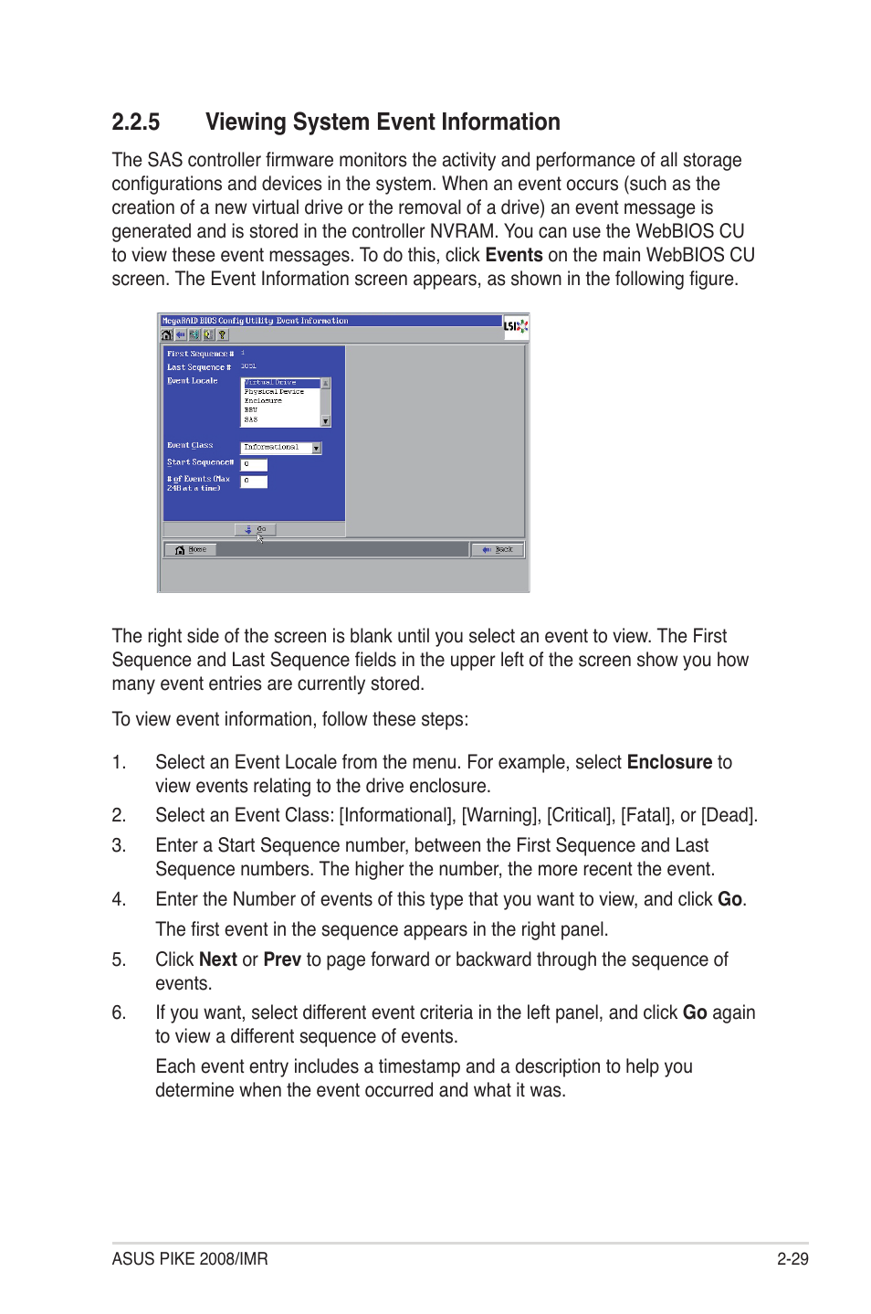 5 viewing system event information, Viewing system event information -29 | Asus PIKE 2008/IMR User Manual | Page 43 / 72