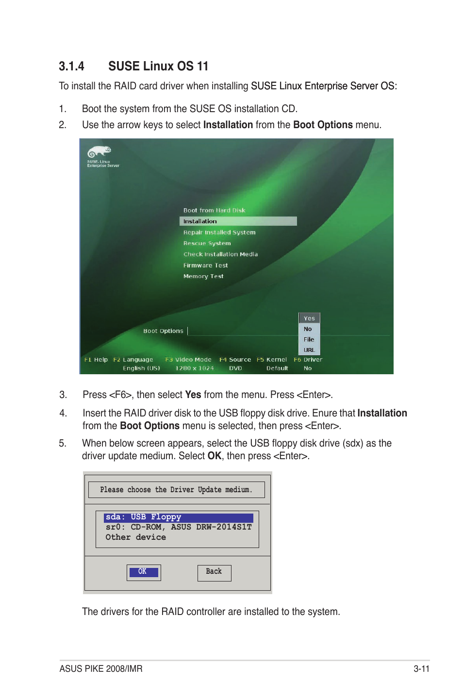 4 suse linux os 11, Suse linux os 11 -11 | Asus PIKE 2008/IMR User Manual | Page 71 / 72