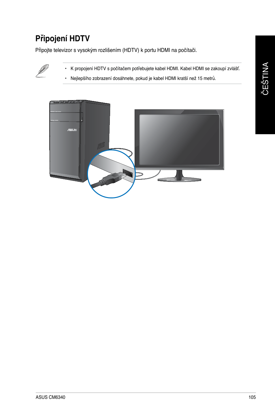 Připojení hdtv, Připo�ení hdtv | Asus CM6340 User Manual | Page 107 / 492