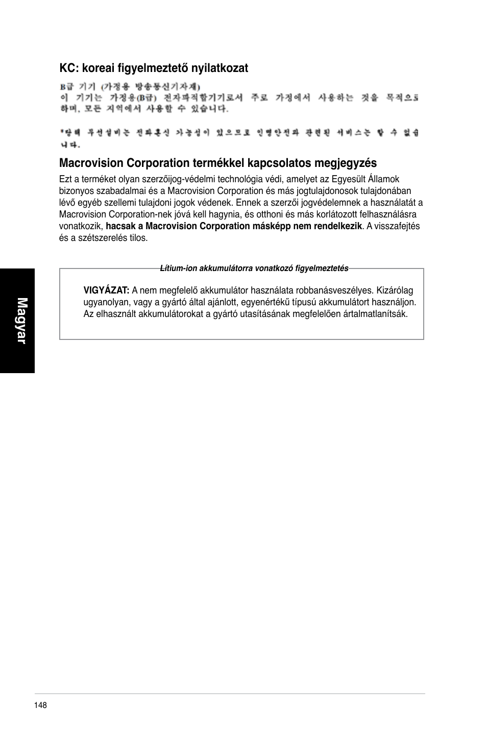 Magyar | Asus CM6340 User Manual | Page 150 / 492