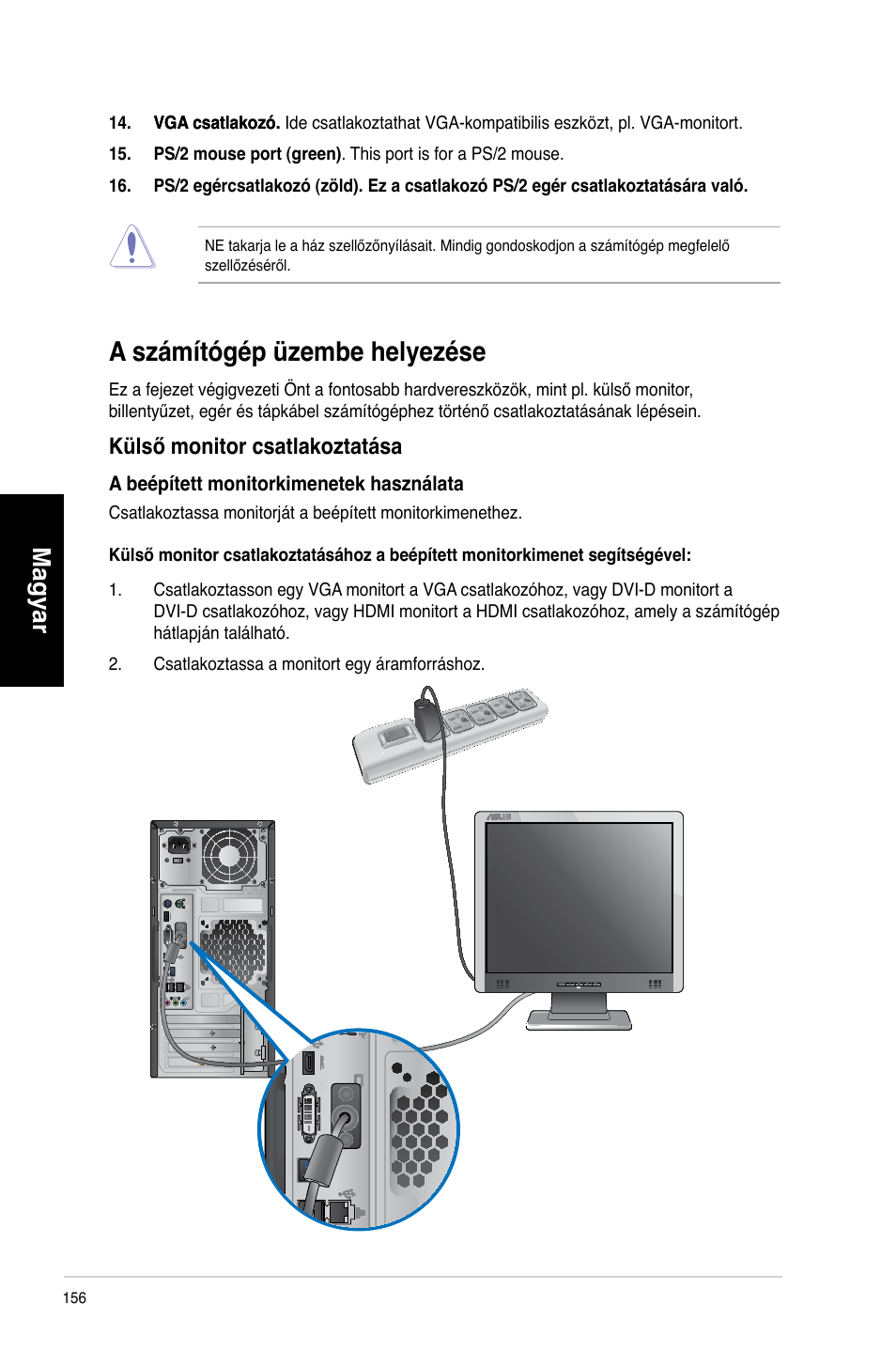 A számítógép üzembe helyezése, Magyar | Asus CM6340 User Manual | Page 158 / 492
