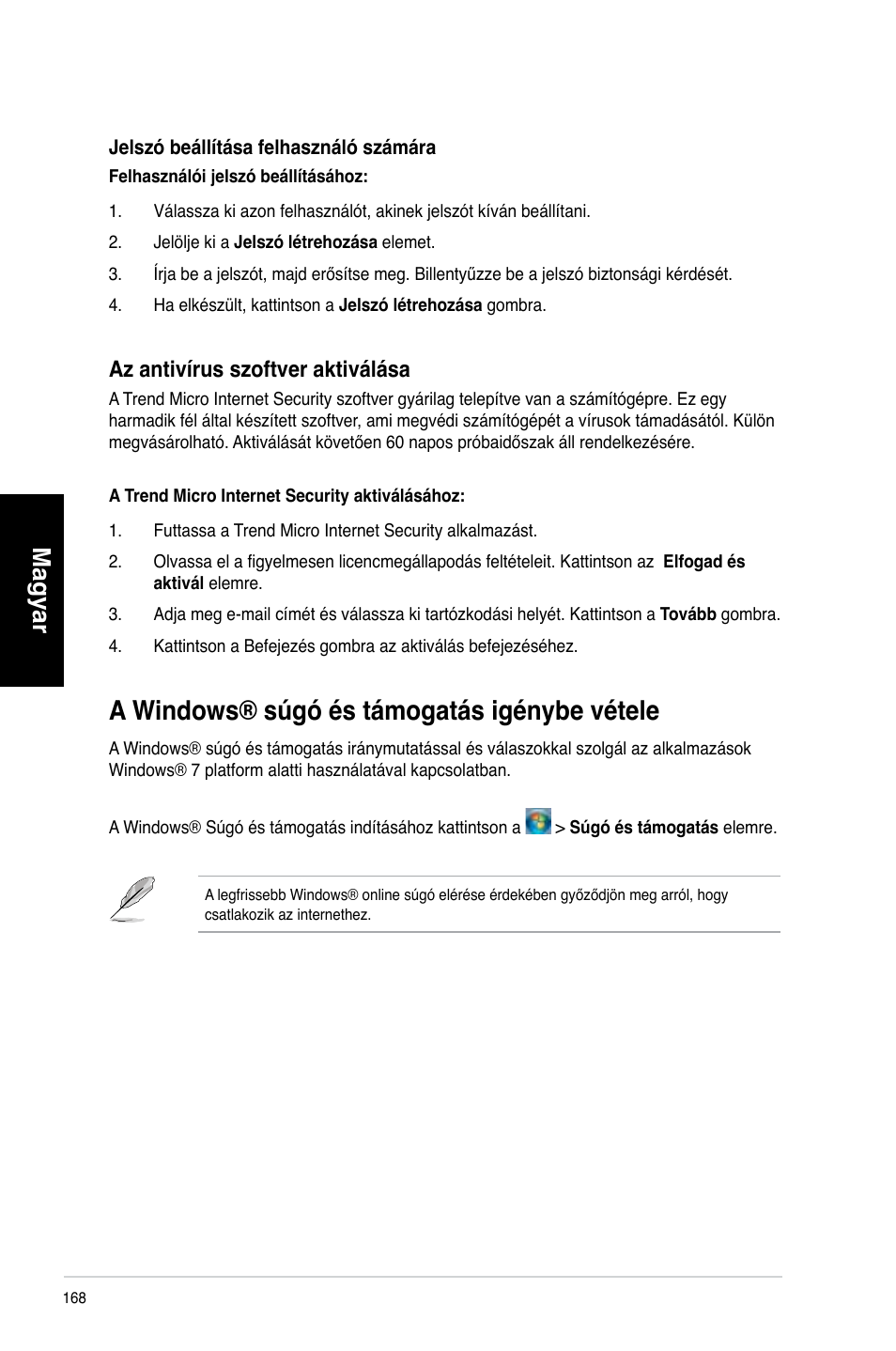 A windows® súgó és támogatás igénybe vétele, Magyar, Az antivírus szoftver aktiválása | Asus CM6340 User Manual | Page 170 / 492