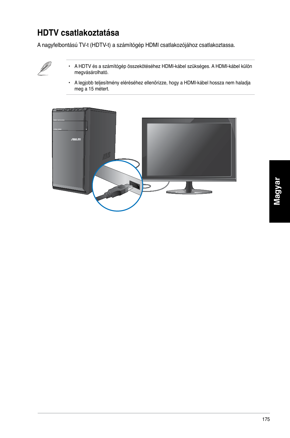 Hdtv csatlakoztatása, Magyar | Asus CM6340 User Manual | Page 177 / 492