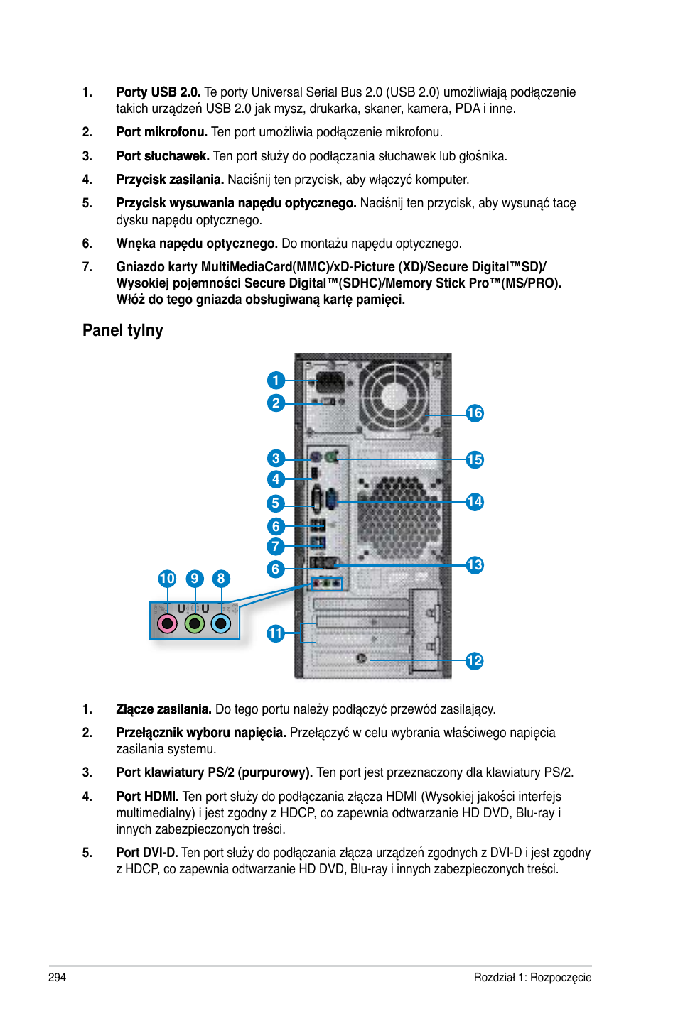 Panel tylny | Asus CM6340 User Manual | Page 296 / 492