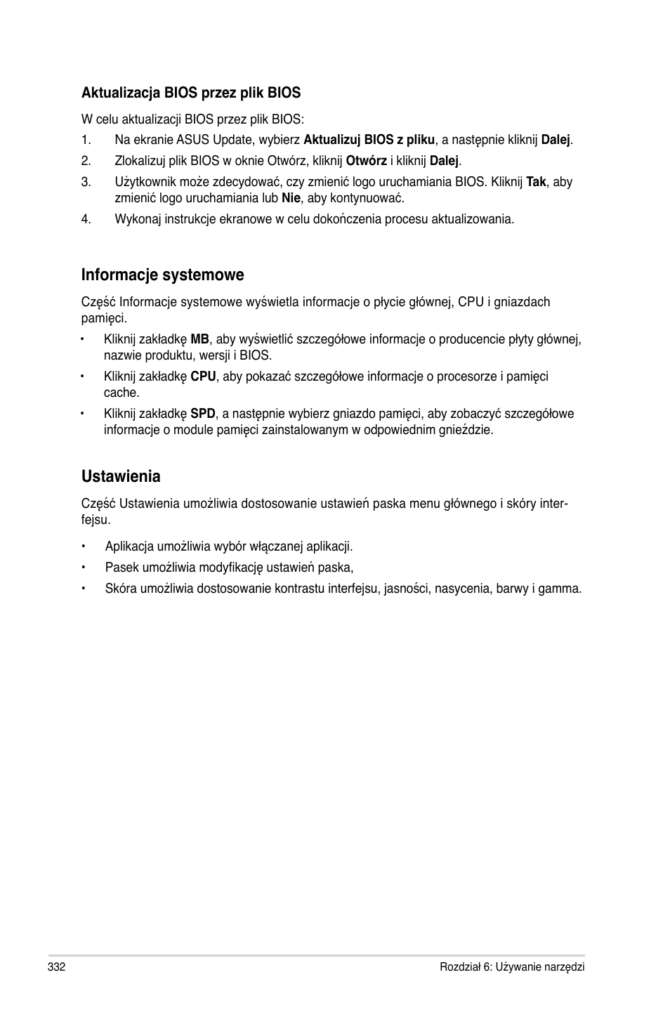 Ustawienia, Informac�e systemowe | Asus CM6340 User Manual | Page 334 / 492