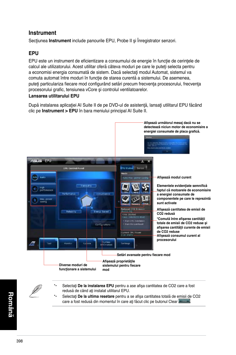 Română, Instrument | Asus CM6340 User Manual | Page 400 / 492