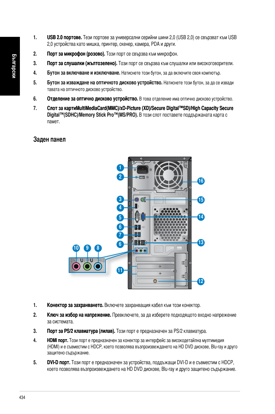 Заден панел | Asus CM6340 User Manual | Page 436 / 492