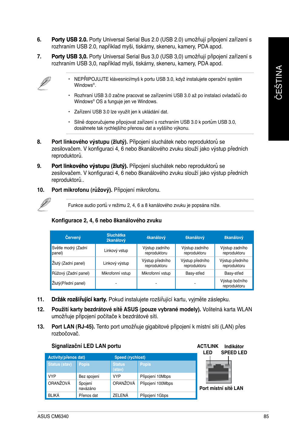 Čeština č eština | Asus CM6340 User Manual | Page 87 / 492