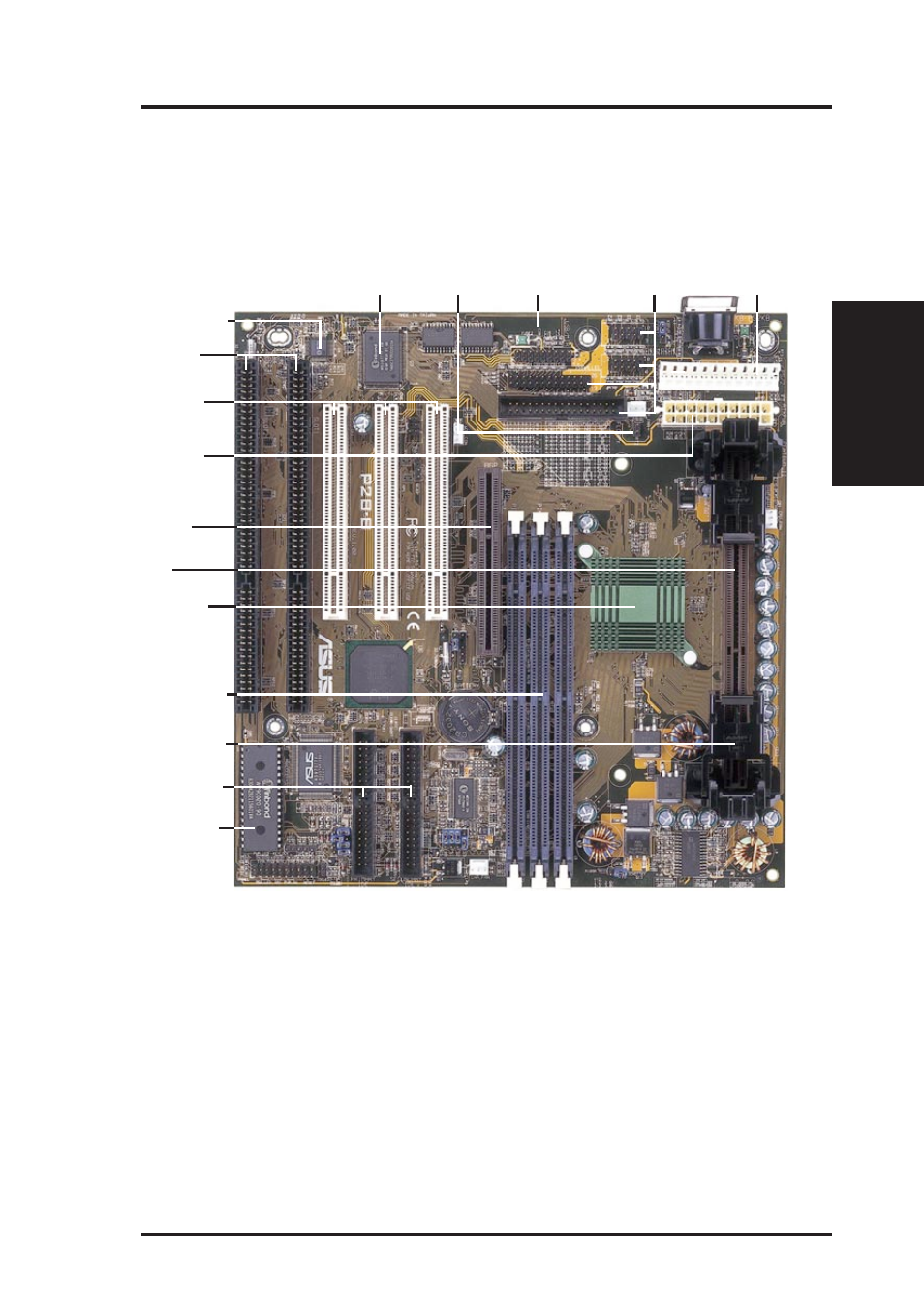 Ii. features, The asus p2b-b motherboard, Asus p2b-b user’s manual 11 | Ii. fea tures motherboard parts | Asus P2B-B User Manual | Page 11 / 64