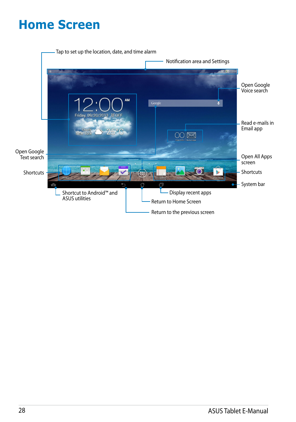 Home screen | Asus MeMO Pad 10 User Manual | Page 28 / 88