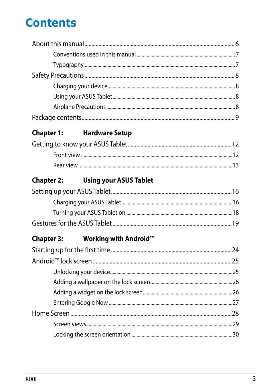 Asus MeMO Pad 10 User Manual | Page 3 / 88