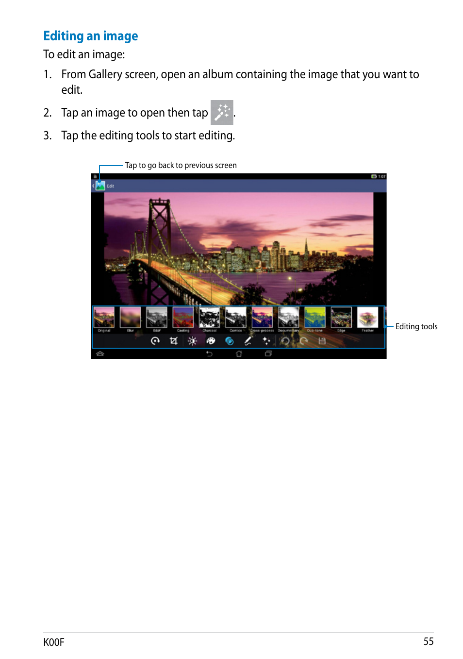 Editing an image | Asus MeMO Pad 10 User Manual | Page 55 / 88