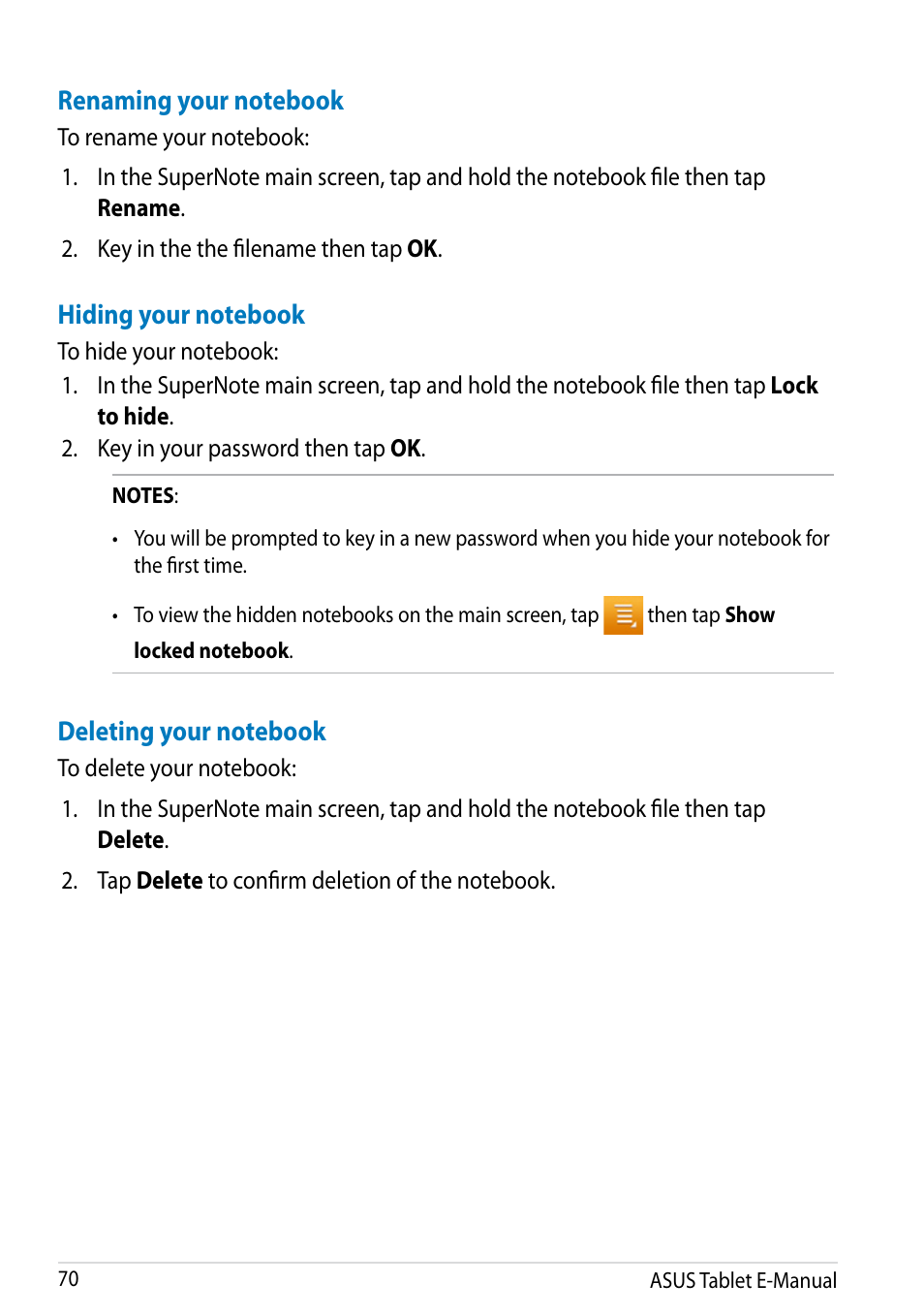 Asus MeMO Pad 10 User Manual | Page 70 / 88