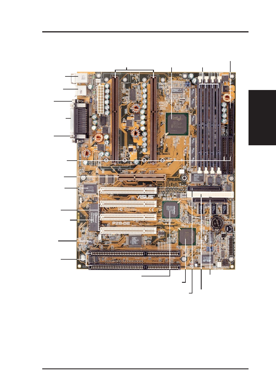 Ii. features, The asus p2b-d/p2b-ds motherboard, Asus p2b-d/p2b-ds user’s manual 9 | Ii. fea tures motherboard parts | Asus P2B-DS User Manual | Page 9 / 80