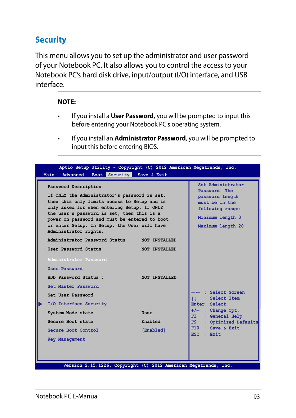 Security | Asus PU401LA User Manual | Page 93 / 132