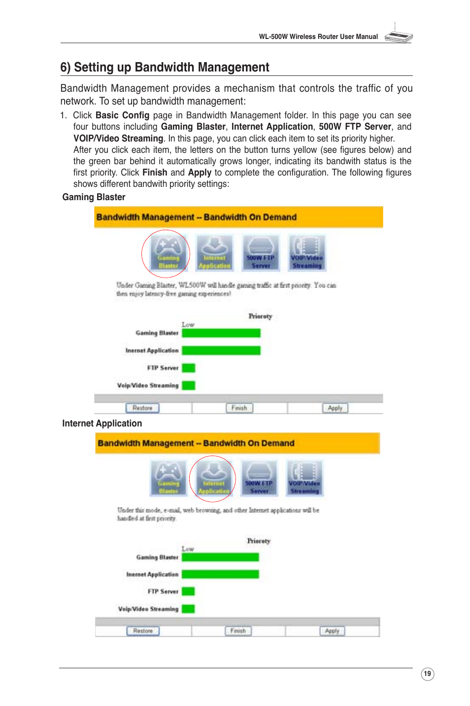 6) setting up bandwidth management | Asus WL-500W User Manual | Page 21 / 56