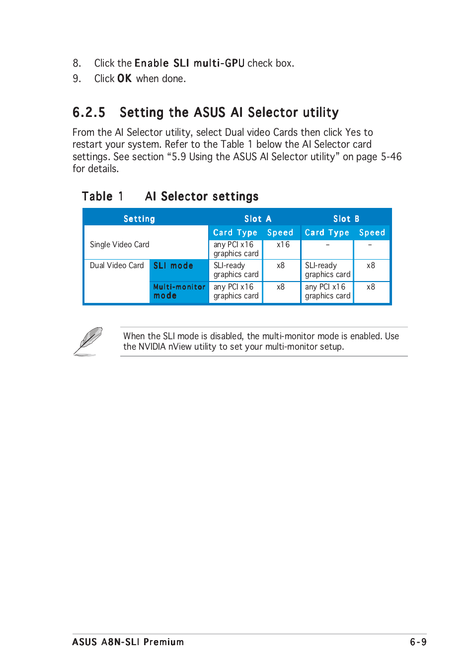 Table 1 | Asus A8N-SLI Premium User Manual | Page 177 / 182