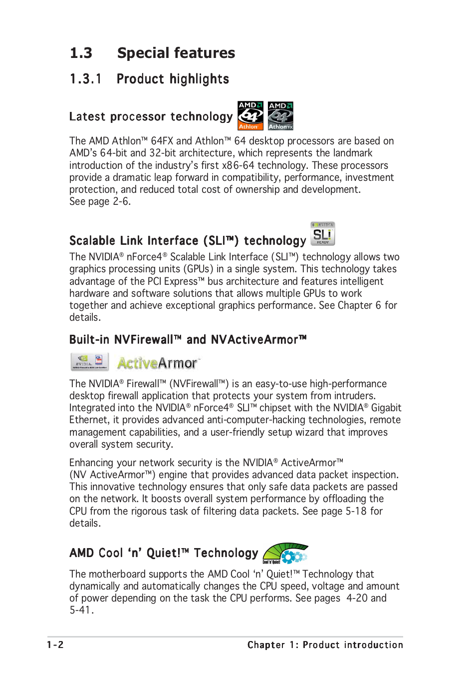 3 special features | Asus A8N-SLI Premium User Manual | Page 18 / 182